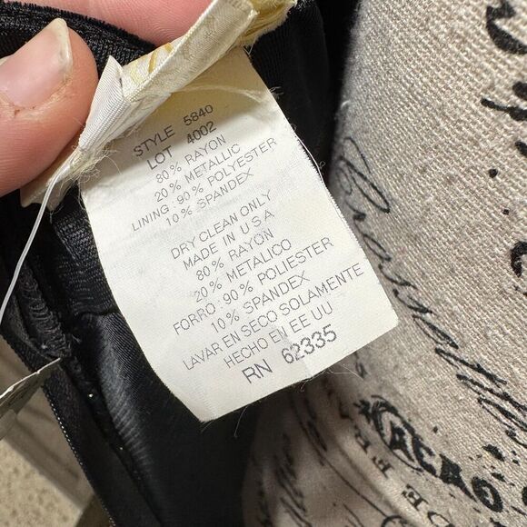 Vintage Cache Metallic Evening Maxi Gown Velvet Trim Size 4 Deadstock Y2K - Picture 10 of 11